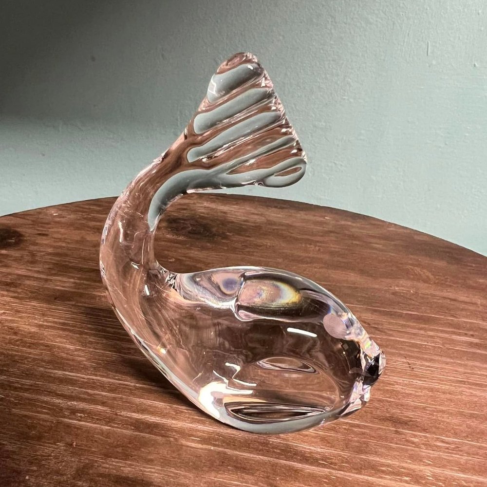 Spode Crystal Whale fish clear trinket decor PAPERWEIGHT collectible